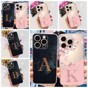For Iphone 16 Case Luxury Cute 26 Letters Flowers Silicone Back Cover For Iphone 16 Pro Max 16Plus 1 6 Promax 16+ +16 Phone Case