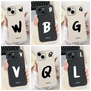 For iPhone 14 Case A2882 Simple Fashion A-Z Letter Pattern Design Silicone Back Cover For iPhone A2649 A2881 A2884 A2883 Casing