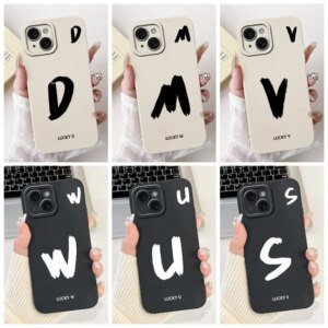 6.7'' Cover For iPhone 14 Plus Case A2886 Simple Fashion A-Z Letter Pattern Design Silicone Phone Casing A2632 A2885 A2896 A2887