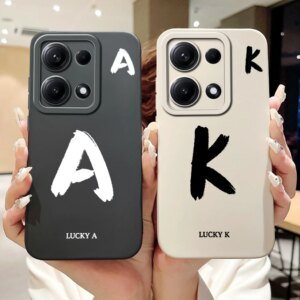 4G For Redmi Note 14 14S 14Pro Back Cover For Redmi Note 14 Pro 4G Case Simple Fashion A-Z Letters Pattern Design Silicone Funda