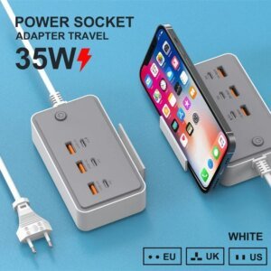 35W 3PD 3USB Power Strip Electrical Socket US/EU/UK Plug Multiple 6 Ports Extension Cable Plugs Adaptors Quick Charging Charger