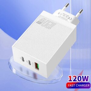 GaN Charger 120W USB Type C Fast Charging PD GaN Charger Mobile Phone Quick Charge Wall Adapter for Oneplus IPhone 16 Pro Xiaomi