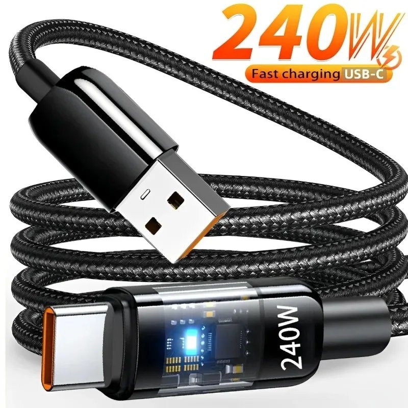 10A USB to Type C Data Cable 240W Super Fast Charging QC3.0 Fast Charger Cable LED Phone Charger Cord For Samsung Xiaomi Huawei 1 10A USB to Type C Data Cable 240W Super Fast Charging QC3.0 Fast Charger Cable LED Phone Charger Cord For Samsung Xiaomi Huawei