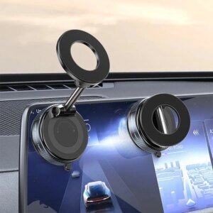 Adjustable Car Cell Phone Holder 360° Rotation Car Mount Vacuum Strong Magnetic Foldable Strong Suction Stand For Live Streaming
