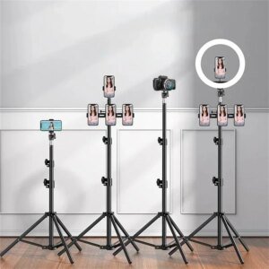360° Extendable Live Tripod 57cm-170cm Mobile Phone Alloy Stand Foldable Holder Video Recording Universal Selfie Landing Monpod