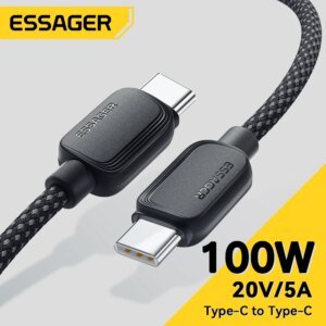 Essager 100W USB Type C To USB C Cable 5A PD Fast Charging Cable Type C Wire For Xiaomi Samsung Huawei Oppo Oneplus Macbook iPad