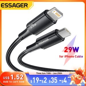 Essager USB C Cable For iPhone 14 13 12 11 Pro Max Xs 8 Plus iPad Macbook Wire 29W PD Fast Charging Type C To Lighting Data Cord
