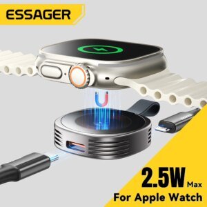Essager Magnetic Wireless Charger for Apple Watch 8 7 6 5 4 3 2 SE Portable USB Type C Magnetic Fast Charger for iWatch Ultra