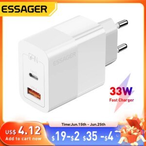 Essager USB Type C Fast Charger 33W QC PD 3.0 Dual Port Mini Portable Adapter For IPhone 16 15 14 IPad Xiaomi Fast Wall Chargers