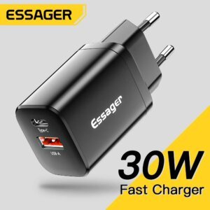 Essager USB Type C Fast Charger 30W QC PD 3.0 Dual Port Mini Portable Adapter For IPhone 16 15 14 IPad Xiaomi Fast Wall Chargers