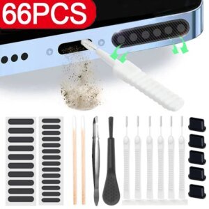 Dust Plug Mobile Phone Speaker Anti Dust Mesh Sticker for iPhone Samsung Xiaomi Charge Port Protector Cleaning Brush Cleaner Set