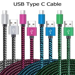 USB Type C Charger Cable Date Sync Fast Charging Nylon Braided Wire Charger Cable For Samsung Huawei Android Type C Mobile Phone