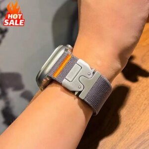 2PCS Nylon Straps For Apple Watch ultra 2 band 49mm 44mm 46mm 42mm 40mm 45mm 41mm Elastic Bracelet IWatch Series 10 9 8 7 6 3 SE