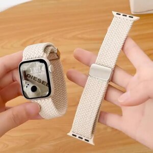 For Apple Watch Band 45mm 44mm 40mm 49mm 41mm 38mm 42mm Magnetic Braided correa Bracelet iWatch series 9 8 7 6 5 SE Ultra Strap
