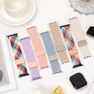 Braided strap For Apple Watch Band 40mm 44mm 45mm 46mm 49mm 41mm 38 Magnetic Nylon Bracelet iWatch series se 7 6 8 9 10 Ultra 2
