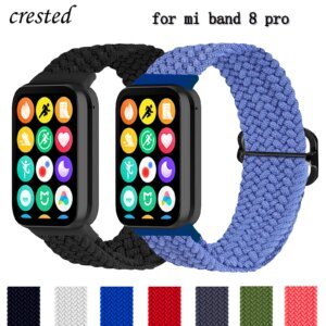 Nylon Braided Strap for Xiaomi Mi Band 8 pro Elastic Solo Loop Adjustable Watchbands Replacement correa bracelet Miband 8 pro