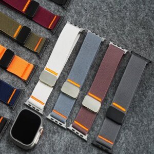 Magnetic loop Straps For Apple Watch band 40mm 44mm 46mm 49mm 42mm 45mm correa Bracelet IWatch Series SE 3 5 6 7 8 9 10 ultra 2