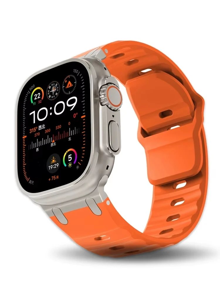 Strap for Apple watch ultra 2 band 49mm 45mm 44mm Stainless Steel correas Sport Silicone bracelet iwatch Series 9 8 7 SE 10 46mm 1 Strap for Apple watch ultra 2 band 49mm 45mm 44mm Stainless Steel correas Sport Silicone bracelet iwatch Series 9 8 7 SE 10 46mm