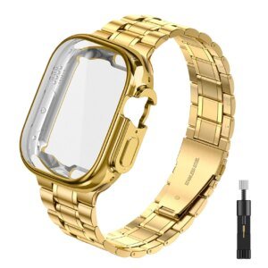 case+Strap for Apple watch Ultra band 44mm 40mm 45mm 41mm 42mm 38mm Metal Stainless Steel bracelet iWatch Series 3 5 6 SE 7 8