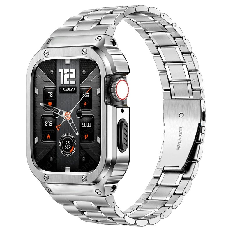 Stainless Steel Case+Strap For Apple Watch Band 44mm 45mm 49mm 40mm Bumper Cover Accessories iwatch Ultra series 8 6 SE 7 Strap 1 Stainless Steel Case+Strap For Apple Watch Band 44mm 45mm 49mm 40mm Bumper Cover Accessories iwatch Ultra series 8 6 SE 7 Strap