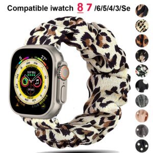 Leopard Strap for Apple watch band 40mm 44mm 42mm 38mm 49mm Elastic Nylon bracelet iwatch ultra 2 series 3 SE 6 7 8 9 45mm 41mm