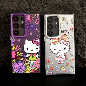 Cute Hello Kitty Flower S25 Case For Samsung S25 S24 Ultra Funda For Galaxy S23 S22 S21 FE S20 Ultra Plus Shockproof Phone Cover