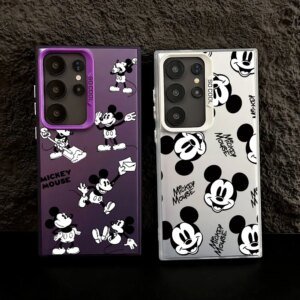 Mickeys Mouse Cute Black White S25 Case For Samsung S25 S24 Ultra Carcasa For Galaxy S23 S22 S21 FE S20 Ultra Plus Phone Cover
