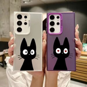 Cute Cat S25 Case For Samsung S25 S24 Ultra Carcasa Black Cats For Galaxy S23 S22 S21 FE S20 Ultra Plus Shockproof Phone Cover