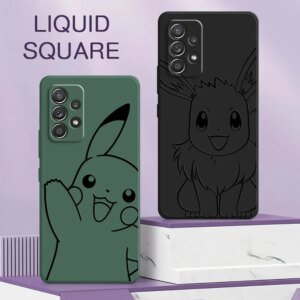 Line Pokemons Cartoon A56 Case For Samsung Galaxy A55 A54 A53 A36 A35 A34 A52 A72 A32 A51 A26 A56 5G Square Silicone Phone Cover
