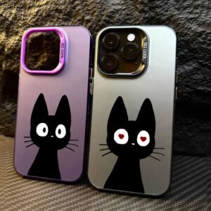 Cute Cat Black Cartoon Cats Coque For Apple iPhone 16e 16 14 15 13 11 Pro Max Case 15 Plus 12 13 Mini 16e Shockproof Phone Cover