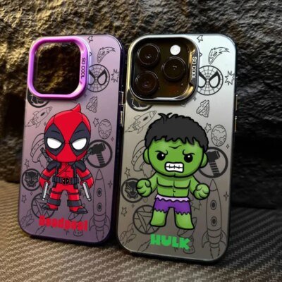 Cartoon Marvel Deadpool Hulk Coque For Apple iPhone 16e 16 14 15 13 11 Pro Max Plus Case 12 13 Mini 16e Shockproof Phone Cover