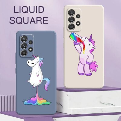 Funny Cartoon Unicorns Cute A54 Case For Samsung Galaxy A53 A33 A34 A52 A54 A72 A73 A32 A42 A51 A71 4G A7 Liquid Silicone Covers
