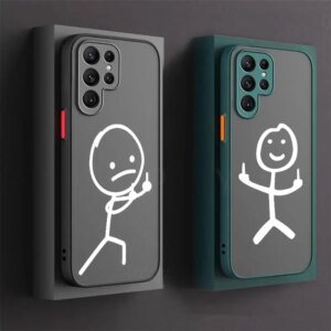 Funny Middle Cute Finger Man Phone Case For Samsung Galaxy S24 Case S23 Ultra S22 S21 S20 FE S10 Plus S24 Note 20 Cover Matchman