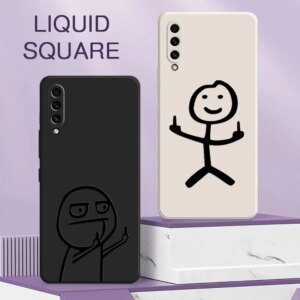 Funny Middle Finger Cute Man A30S Case For Samsung Galaxy A50 A7 2018 A30 S A20 A70 M30S M31 M32 M51 Liquid Silicone Phone Cover