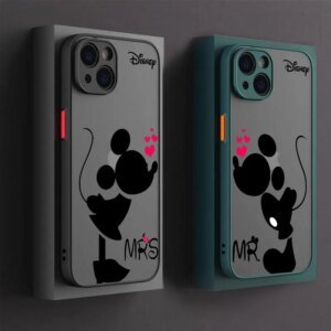 Phone Case For iPhone 14 15 16 Pro Disney Minnie Mickey Mouse Cover For Apple 11 13 Pro Max 12 Mini 8 16 Plus Translucent Fundas