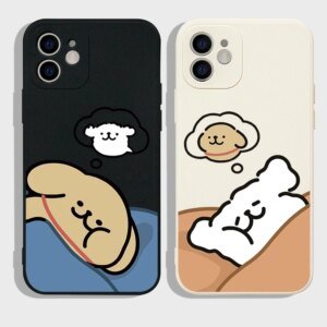 Funny Cartoon Dog Couple Phone Case for IPhone 11 12 13 14 15 16 Pro Max Mini 7 8Plus X XR XS SE2 Soft Cover Paired Puppy Fundas