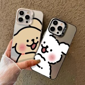 Cute Anime Dog Lovers Couple Phone Case for IPhone 11 12 13 14 15 16 Pro Max X XS MAX XR SE 7 8Plus Shockproof Bumper Hard Cover