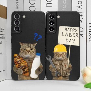 Funny Abstract Animal Cat Phone Case for Samsung Galaxy S24 S23 S22 S21 S20 Ultra S10 S9 S8 Plus FE Shockproof Soft Cover Fundas