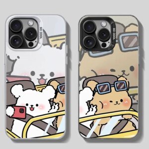 Funny Animal Drive Dog Couple Phone Case for Samsung Galaxy S22 S23 S24 Ultra S25 S20 Plus S21 FE 5G Hard Cover Aesthetic Fundas