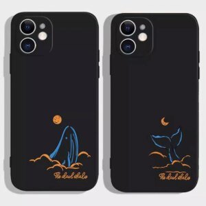 Funny Simple Whale Lovers Couple Phone Case for Samsung S25 S23 S22 S21 FE Ultra Soft Covers for Samsung Galaxy S24 Plus Fundas