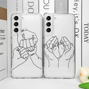Warm Family Holding Hands Couple Phone Case for Samsung Galaxy A14 A16 A55 A54 A36 A53 A13 A15 A25 5G Clear Covers Abstract Line