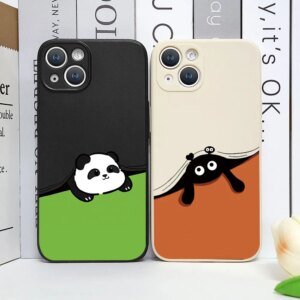 Cute Cat Dog Panda Pattern Silicone Phone Case for IPhone 16 15 14 13 12 11 Pro Max 7 8 16Plus Mini XS XR X SE2 Soft Cover Coque