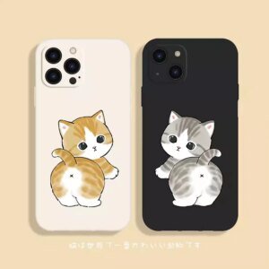 Cartoon Animal Cat Couple Paired Phone Case for IPhone 16 15 14 13 12 11 Pro MAX Mini SE XS X 7 8Plus Soft Silicone Cover Fundas