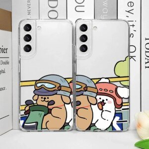 Funny Driving Dog Couples Clear Phone Case for Samsung A55 A54 A53 A51 A70 A32 A31 A13 5G Ultra Soft Cover Cartoon Animal Fundas
