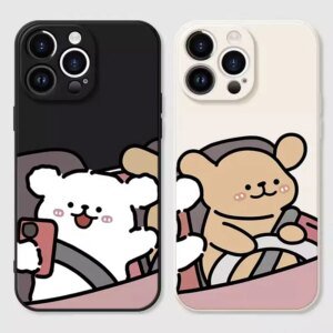Funny Driving Dog Couple Phone Case for IPhone 16 Pro Max 13 12 11 Mini XS MAX X 8 14 15 Plus Shockproof Soft Cover Lovers Cases