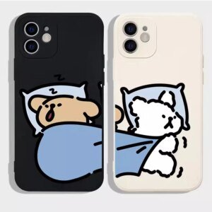 Cute Cartoon Dog Couple Phone Case for IPhone 11 14 15 16 Pro Max Soft Silicon Cover for Iphone 12 13 Mini XS XR 8 7 Plus Fundas
