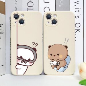 Bubu Dudu Cute Couple Bear Phone Case for IPhone 11 13 16 15 14 12 Pro Max Mini X XS XR 7 8Plus Soft Silicon Cover Lovers Fundas