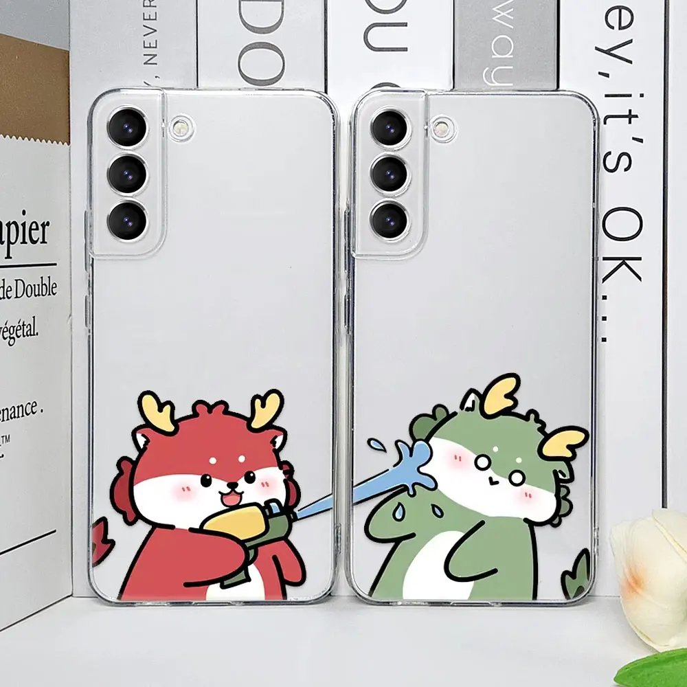 Cute Dinosaur Couple Paired Phone Case for Samsung Galaxy S25 S24 S23 FE S22 Plus S21 Ultra Transparent Lovers Cover Fundas Capa 1 Cute Dinosaur Couple Paired Phone Case for Samsung Galaxy S25 S24 S23 FE S22 Plus S21 Ultra Transparent Lovers Cover Fundas Capa