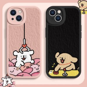 Phone Case For Lovers Couples Fit for iPhone 11 12 13 14 15 16 Pro Max XR X XS Mini 8 7 Plus SE 2020 Clear Case Cute Cartoon Dog