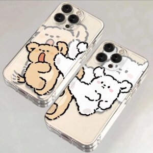 Phone Case For Bestie Lovers Couples Fit For iPhone 11 12 13 14 15 16 Pro Max XR X XS Mini 8 7 Plus SE 2020 Fashion Clear Case